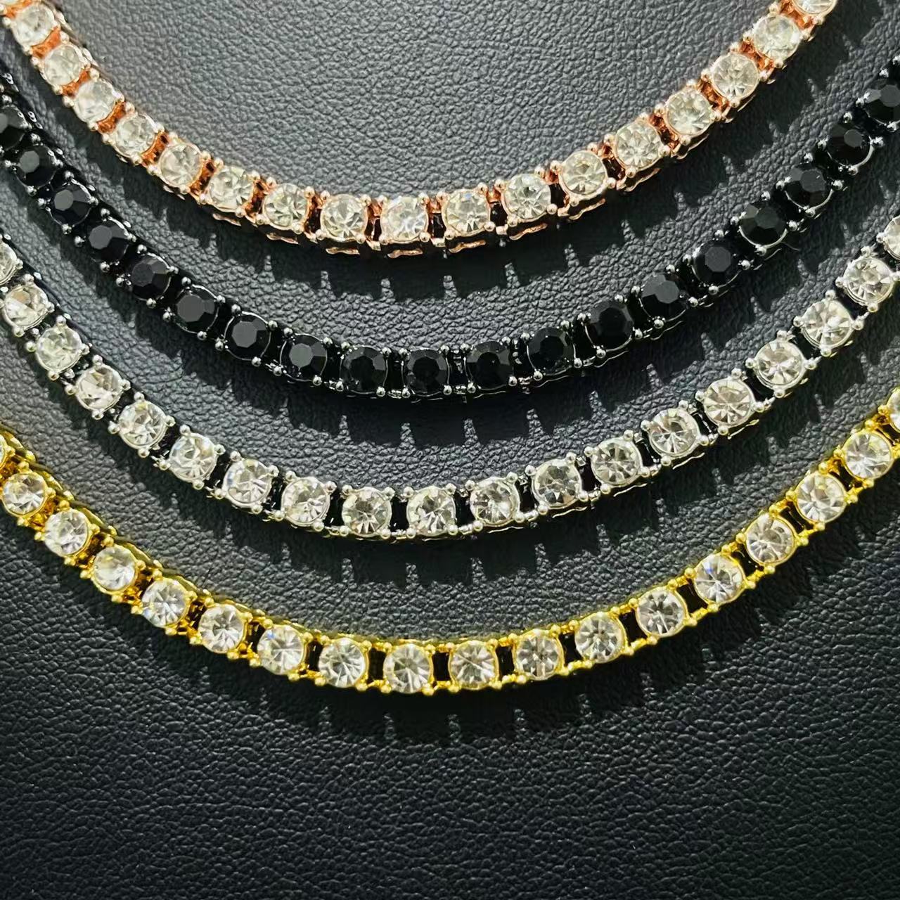 Women's & Men's Hop Tennis Chain Single Row Diamond Necklaces