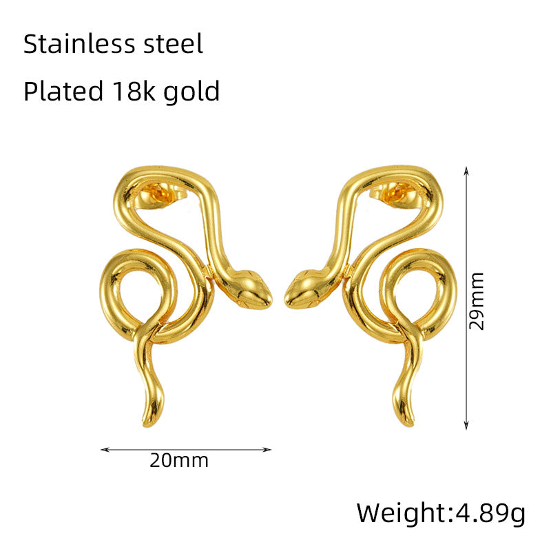 Women's Stainless Steel Snake For Exaggerated Personalized Gold Earrings