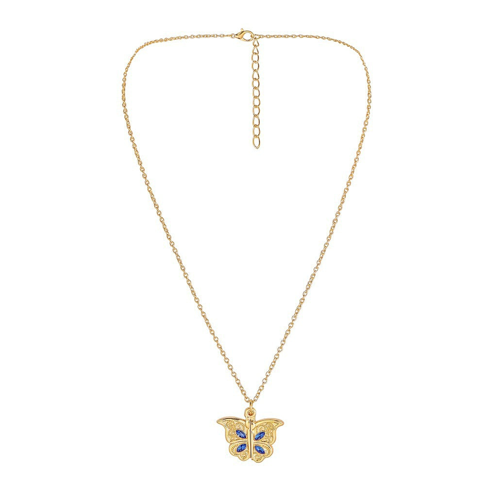 Women's Butterfly Heart Shape Album Box Necklace