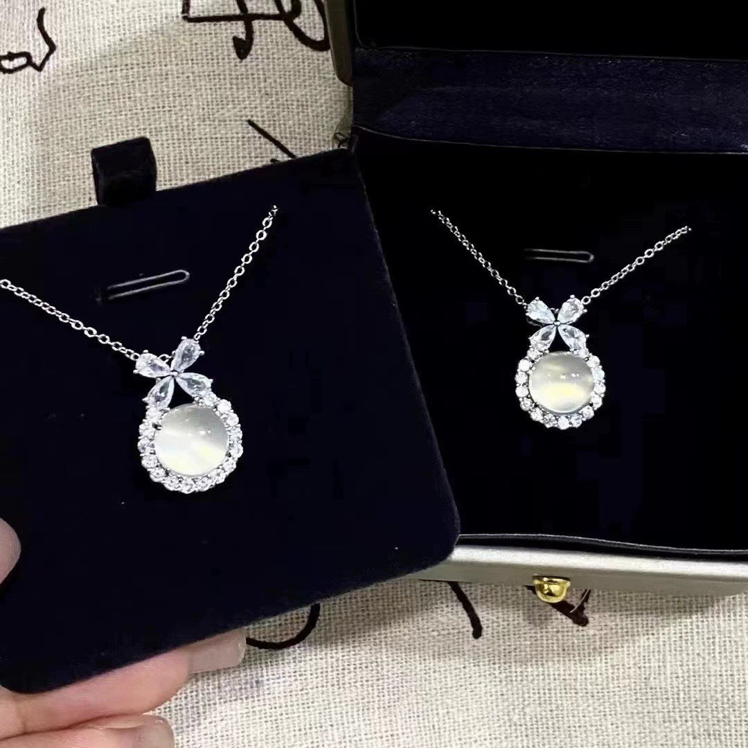 High Ice Chalcedony Buddha Titanium Steel Female Clavicle Necklaces