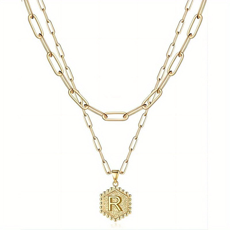 Gold Color Plated Letter Female English Necklace