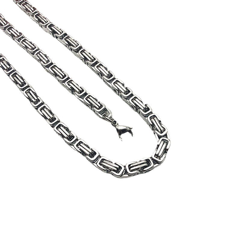 Men's Byzantine Titanium Steel King Chain Emperor Stainless Necklace