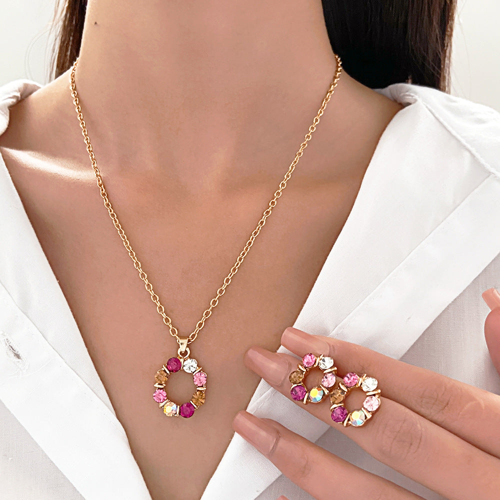 Fashion Graceful Personality Hollow Circle Suite Earrings