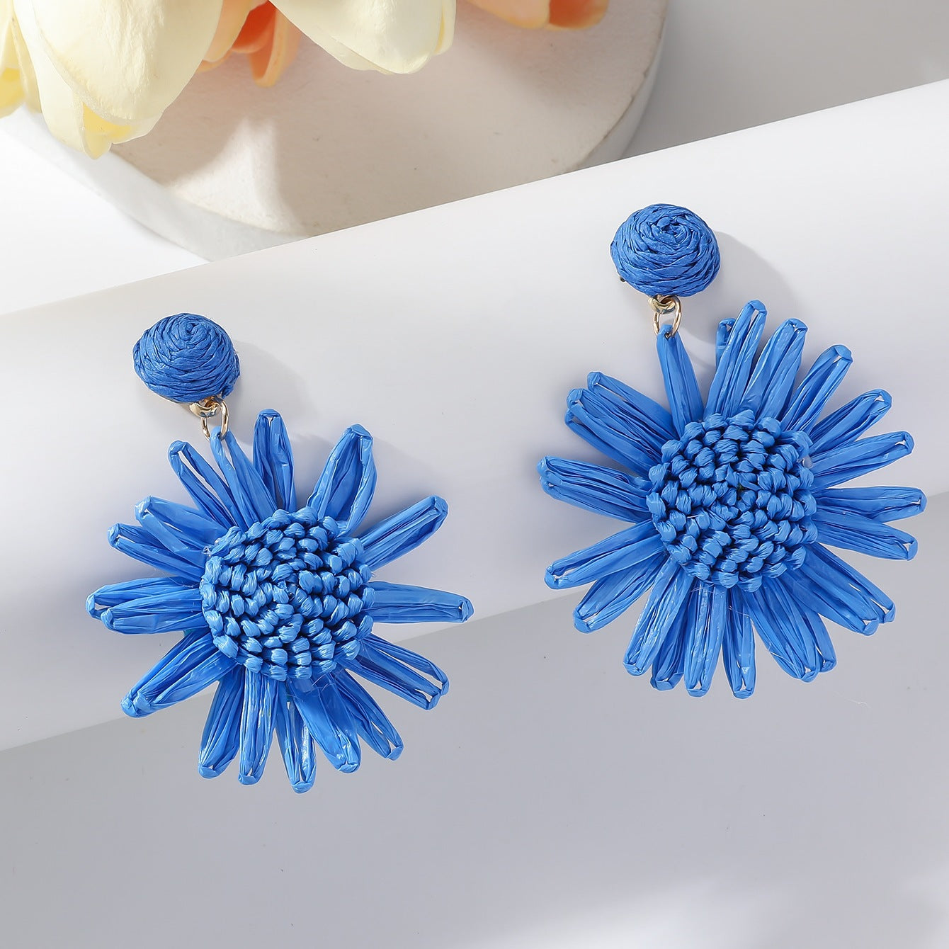 Bohemian Vacation Style Raffia Woven Sunflower Rings