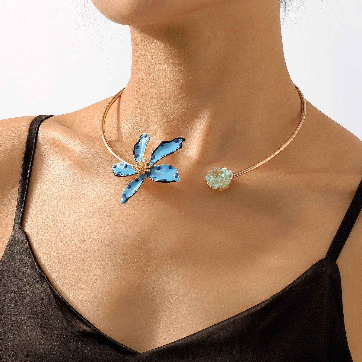 Fashion Unique Exaggerated Personalized Flower Polka Dot High Rings