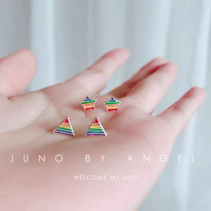 Dripping Rainbow Star Ear Female Simple Earrings