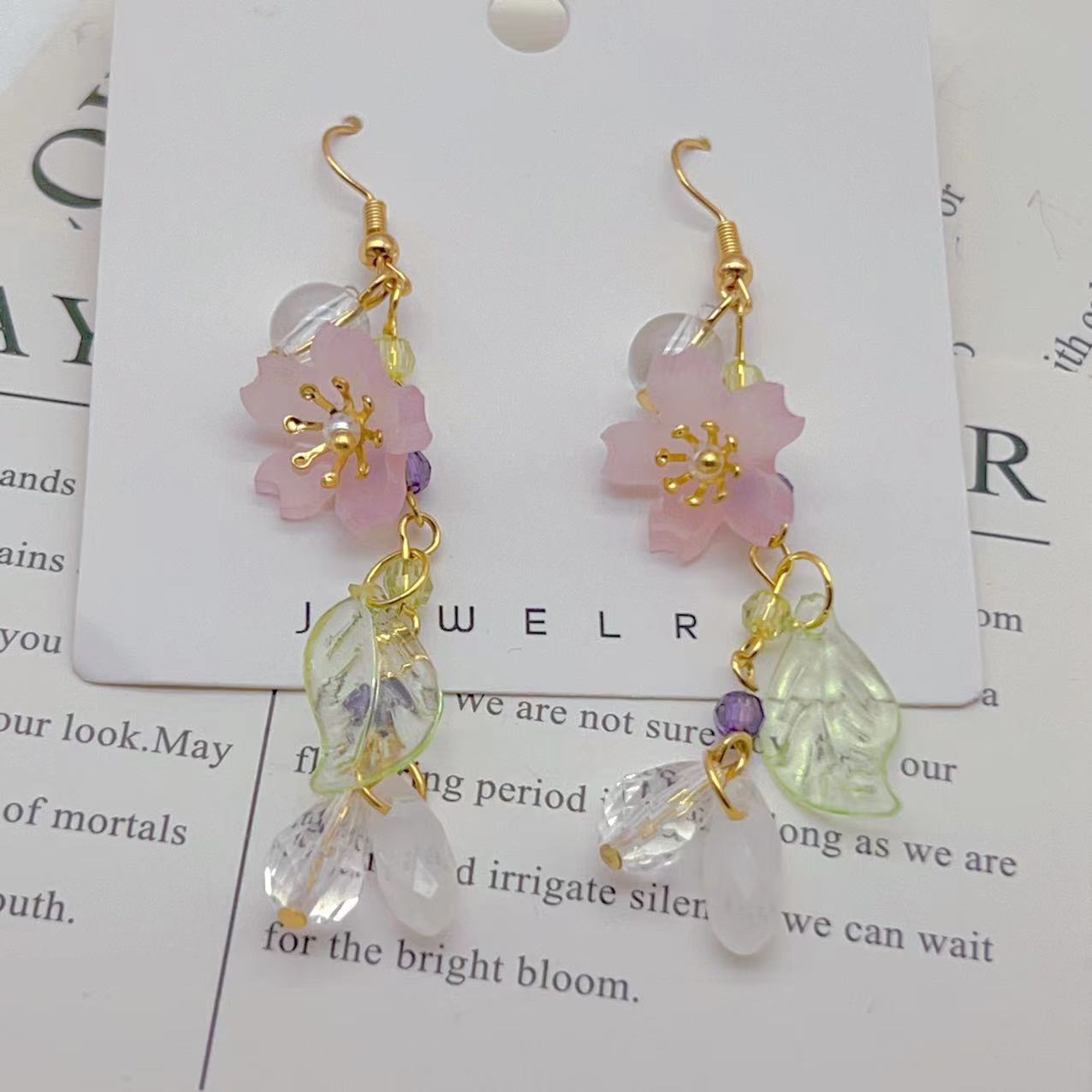 French Style Long Petals Leaves Retro Sweet Artistic Mori Sweep Ear Hook