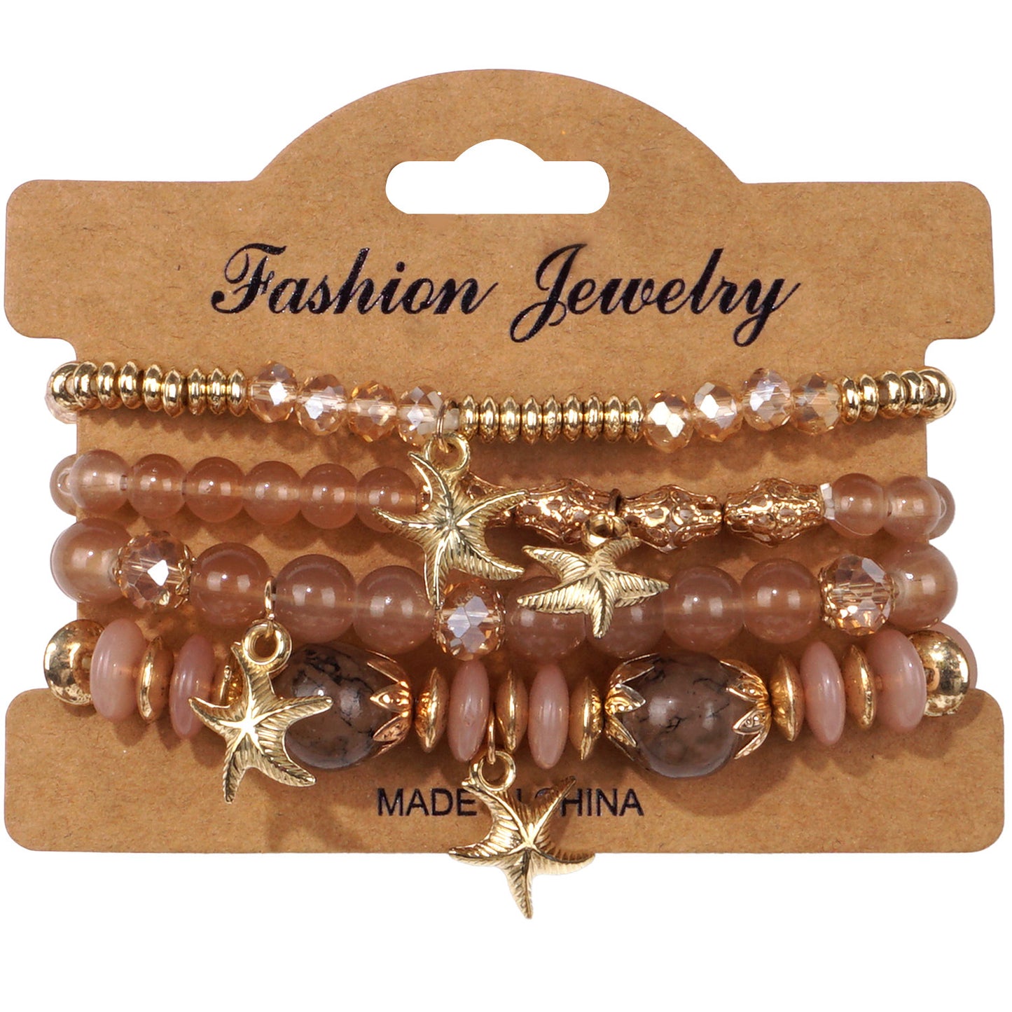 Bohemian Starfish Artificial Crystal String Beads Bracelet