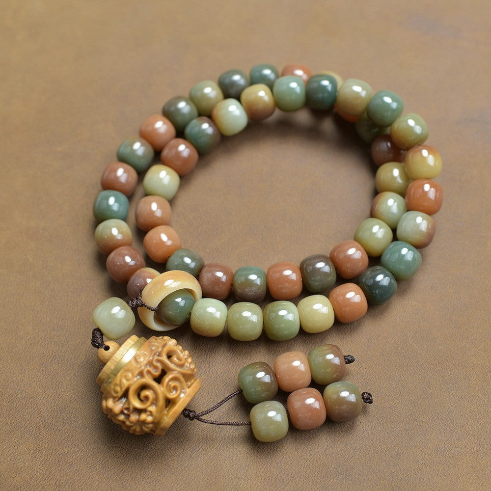 Women's & Men's Natural Bodhi Double Circle Abacus Beads Rosary Hand Bracelets