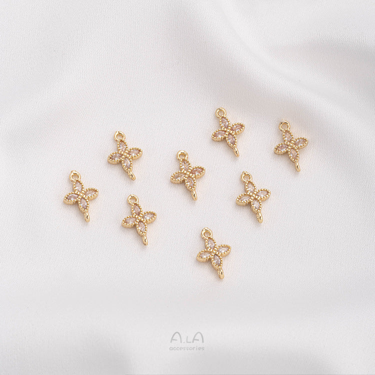 Color Retention Inlaid Zirconium Four-leaf Clover Stars Rhombus Jewelry Accessories