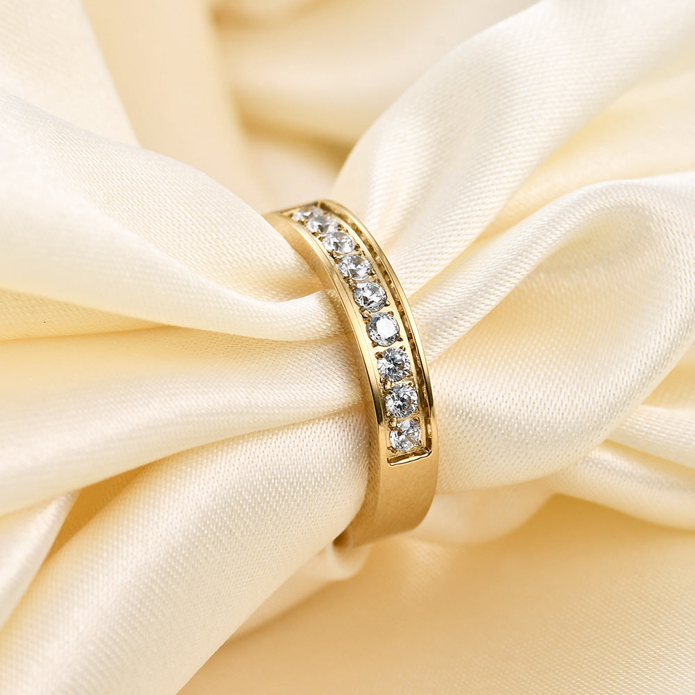Personality Inlaid Zirconium Stainless Steel Lovers Wild Ring