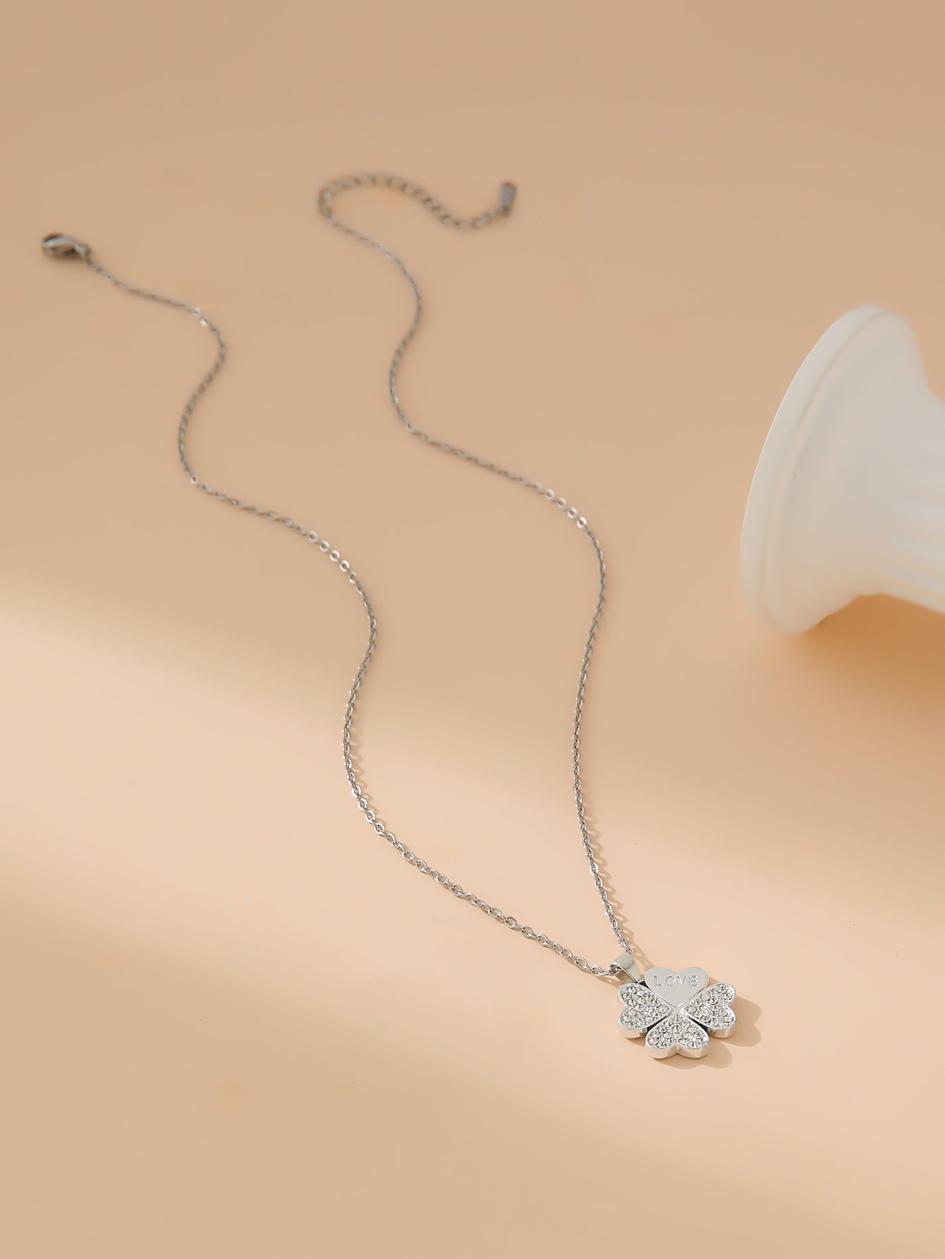 Women's Stainless Steel Diamond Four-leaf Clover Love Tower Necklaces