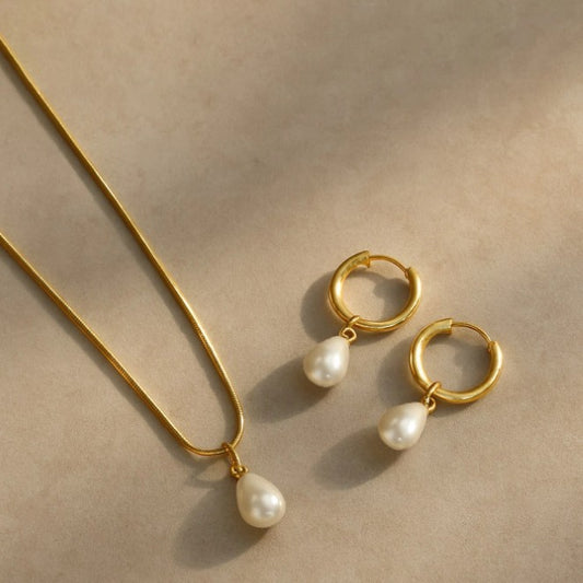 Women's Luxury Pearl Simple Clavicle Chain Two-piece Fashion Necklace