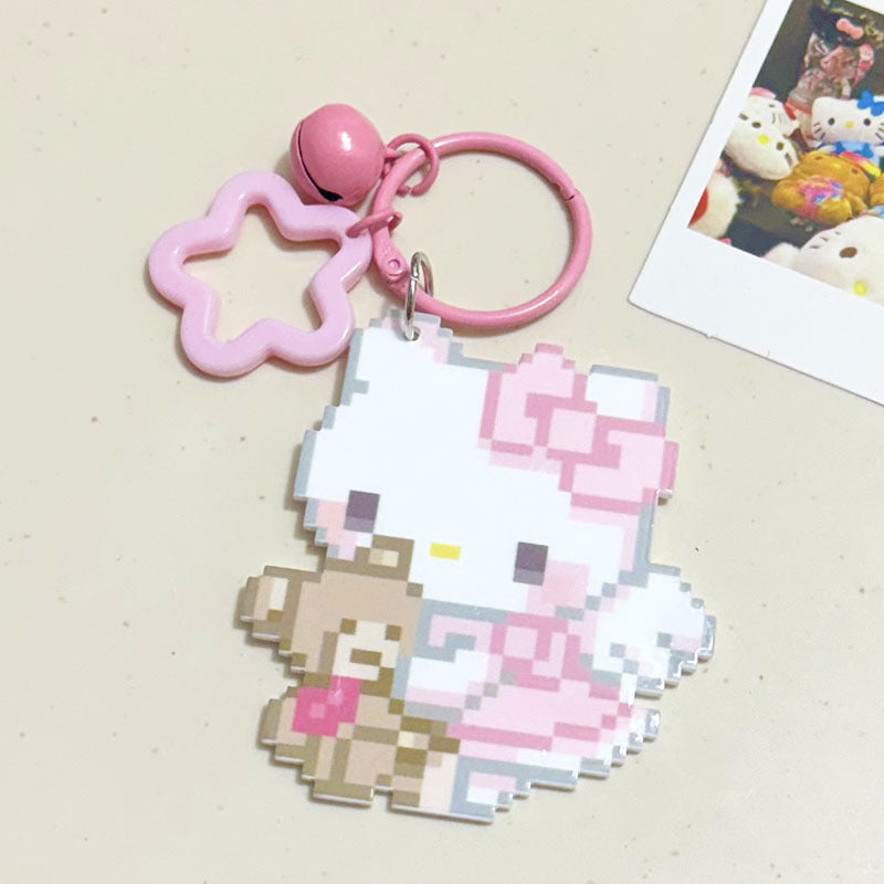 Pixel Cartoon Key Button Schoolbag Cute Acrylic Hang Decorations Hanging Ornaments