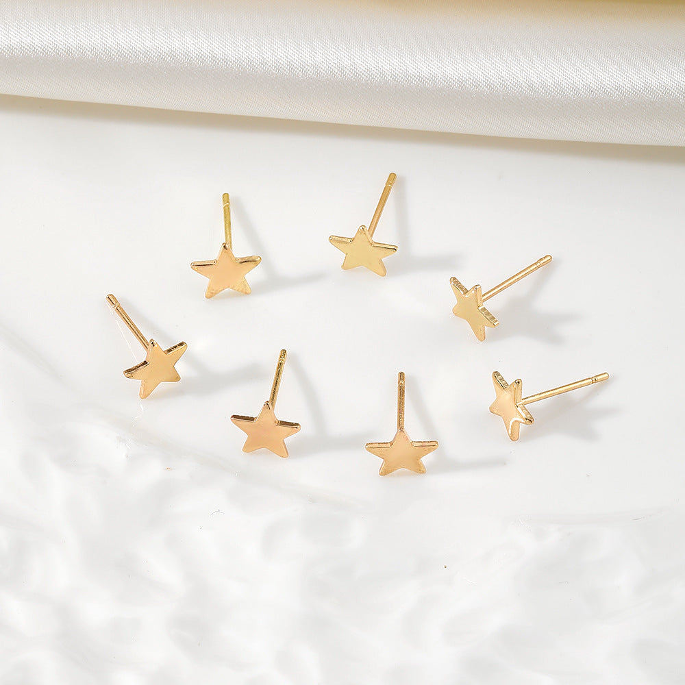 Commuter One-line Five-pointed Star Metal Set Rings