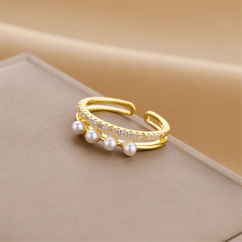 Women's Style Personalized Advanced Light Luxury Pearl Rings