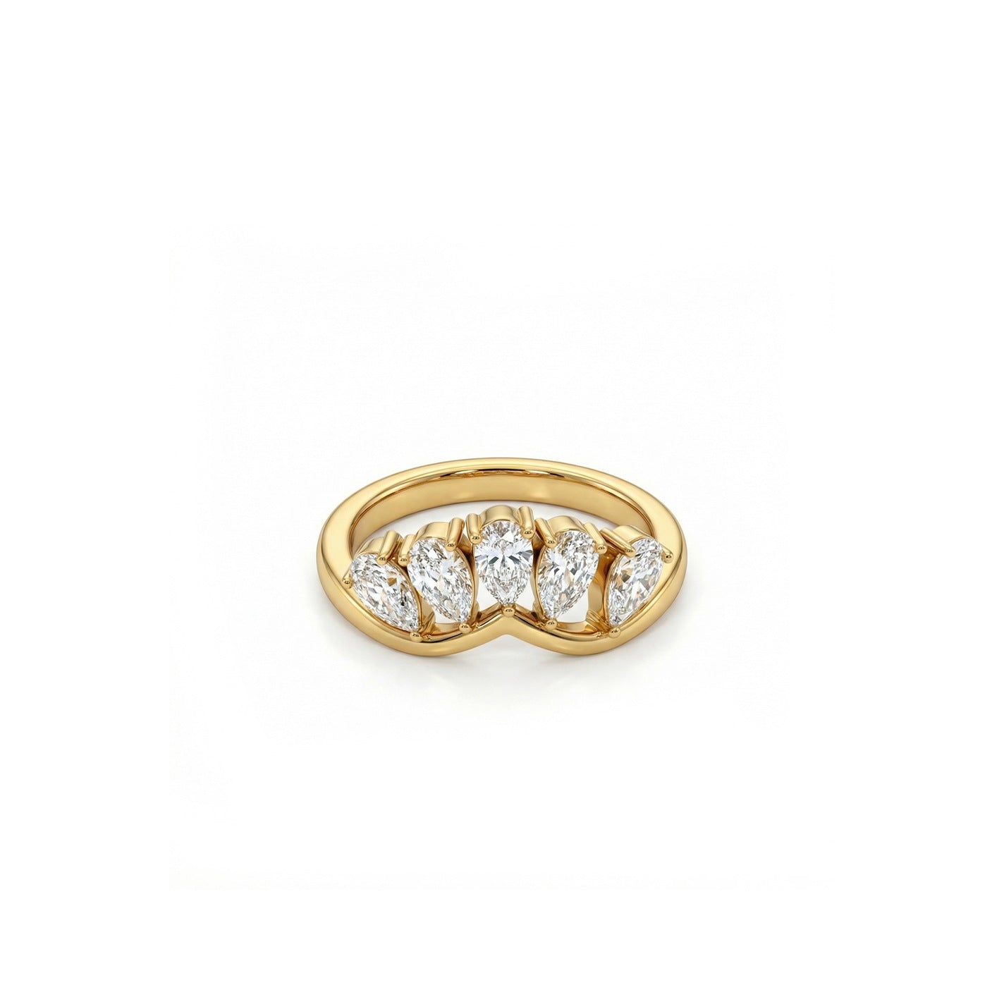 Inlaid Golden Asymmetric Colored Gems White Diamond Design Simple Ring