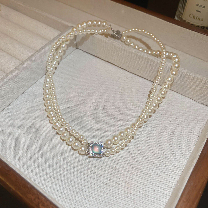 Pearl Twin Clavicle Chain Light Luxury Necklaces
