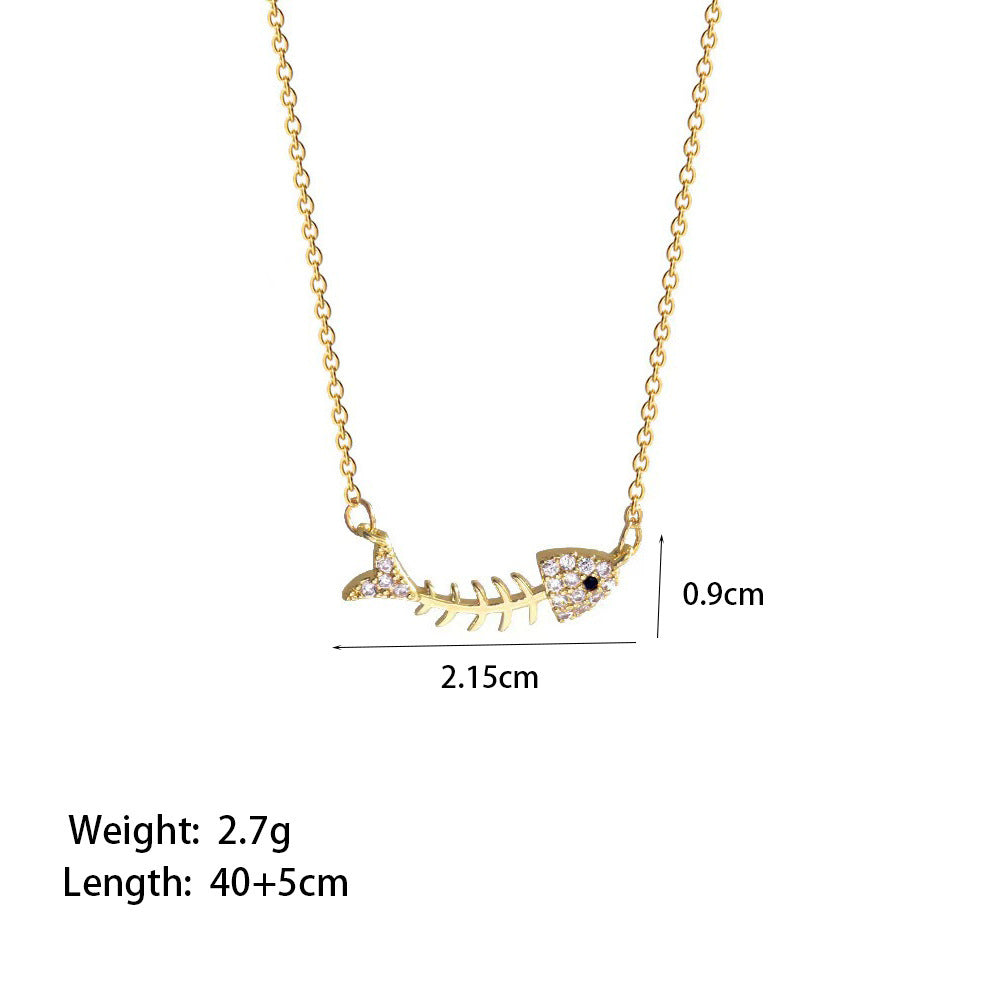 Women's Style Temperament Entry Lux Full Zirconium Copper Micro Necklaces