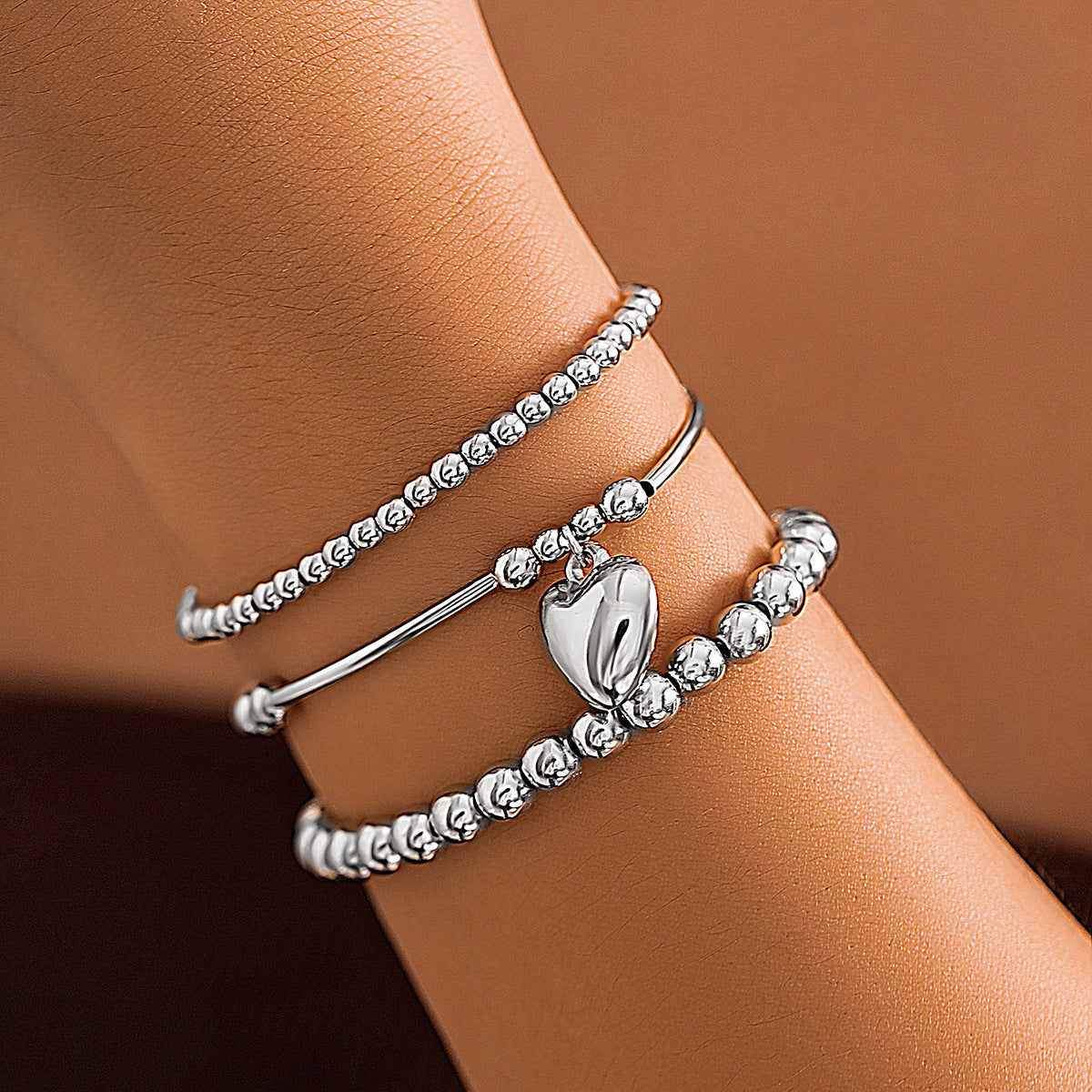 Women's Heart Suit Sweet Cool String Beads Bracelet