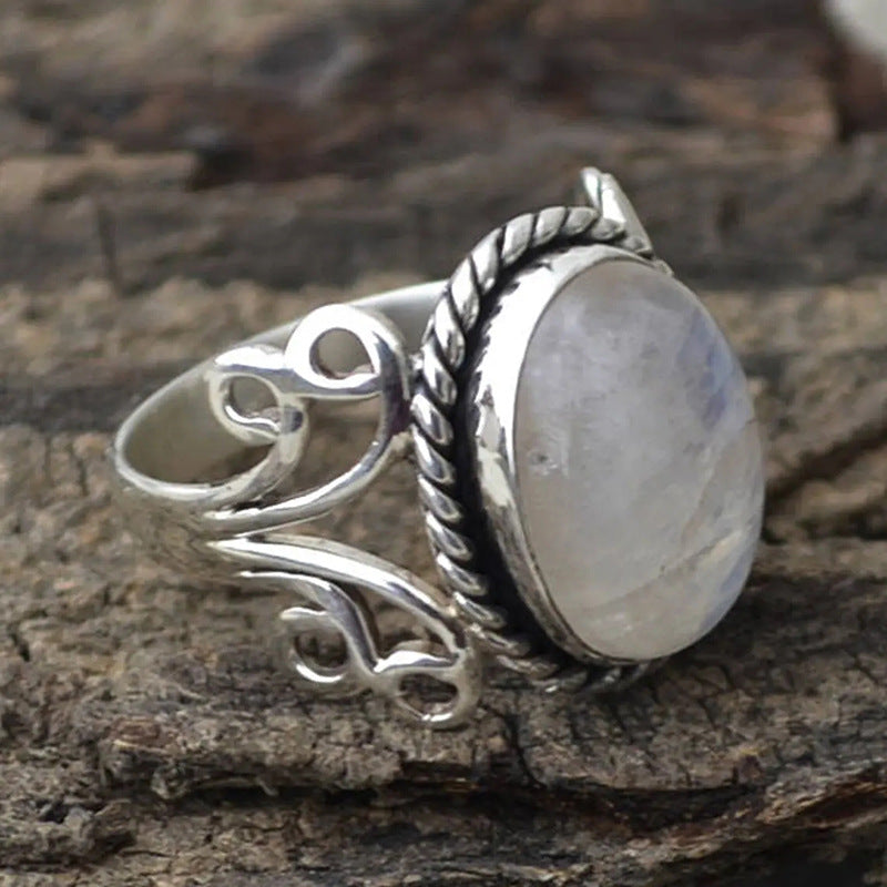 Women's & Men's Shi Retro Fashion Imitation Moonstone Ring