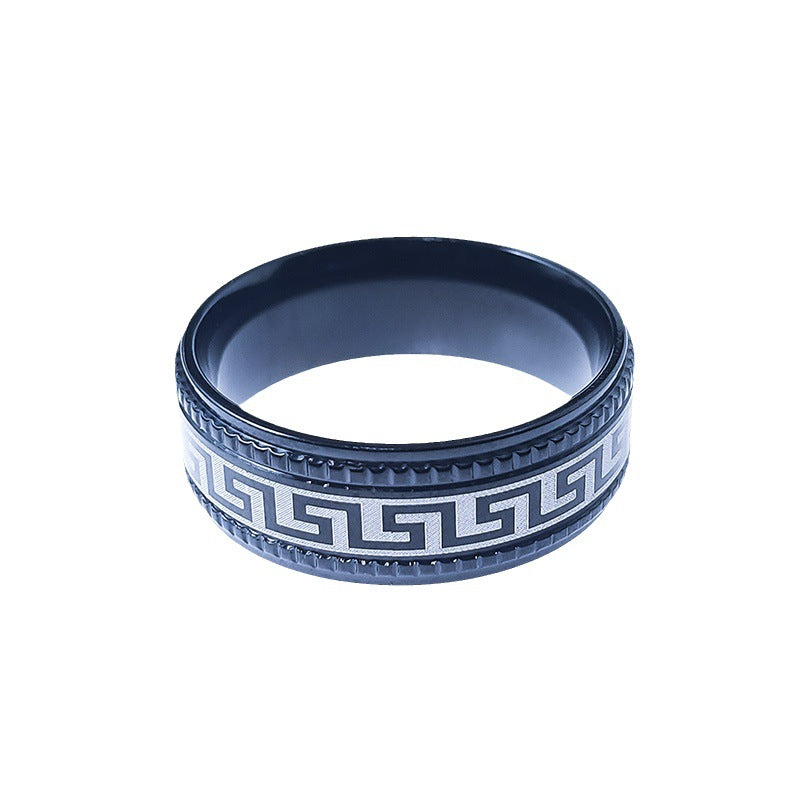 Men's Pattern Fashion Embossing Trendy Titanium Does Rings