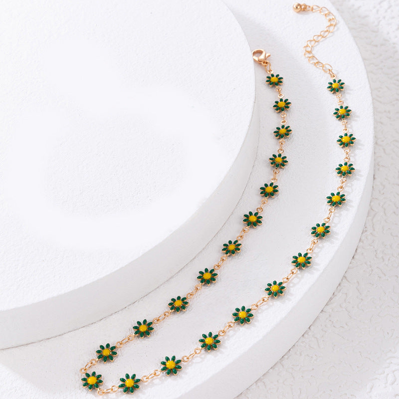 Women's Daisy Clavicle Chain Simple Temperament Painted Necklaces