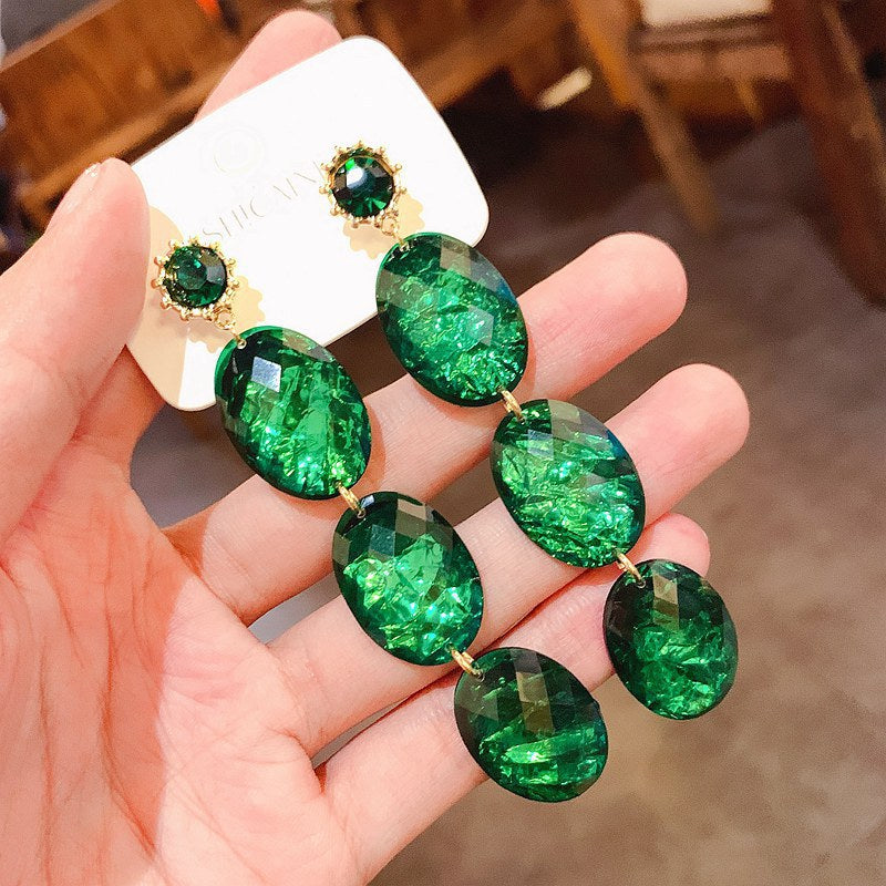 Needle Vintage Emerald Rhinestone Fashion Special Interest Light Earrings
