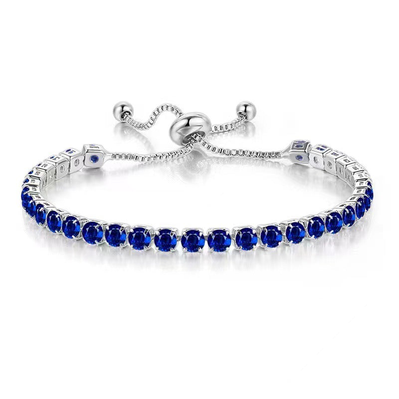 Women's Round Single Row Full Diamond Adjustable Bracelets