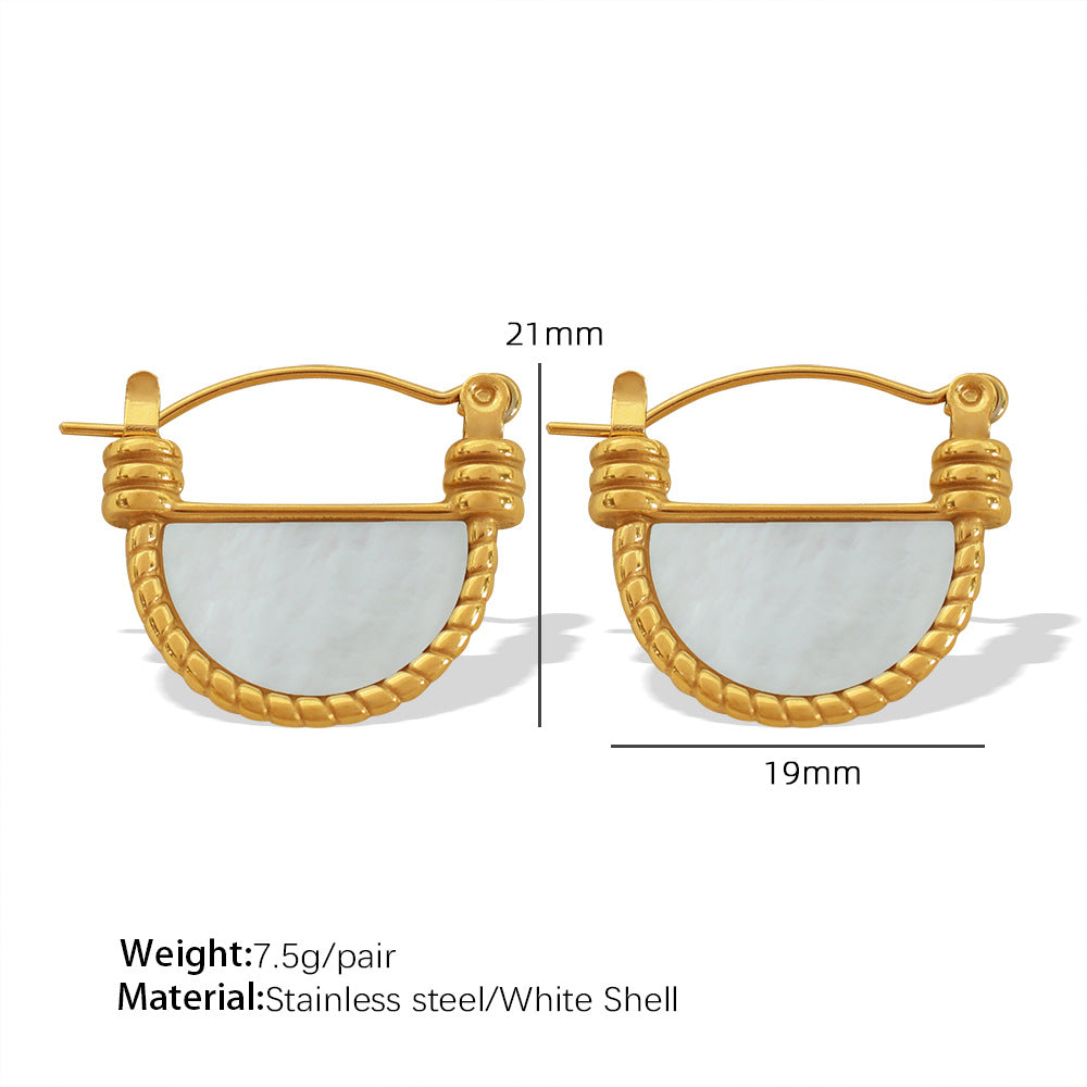 French Design Retro Thick Cut White Shell Jewelry Set