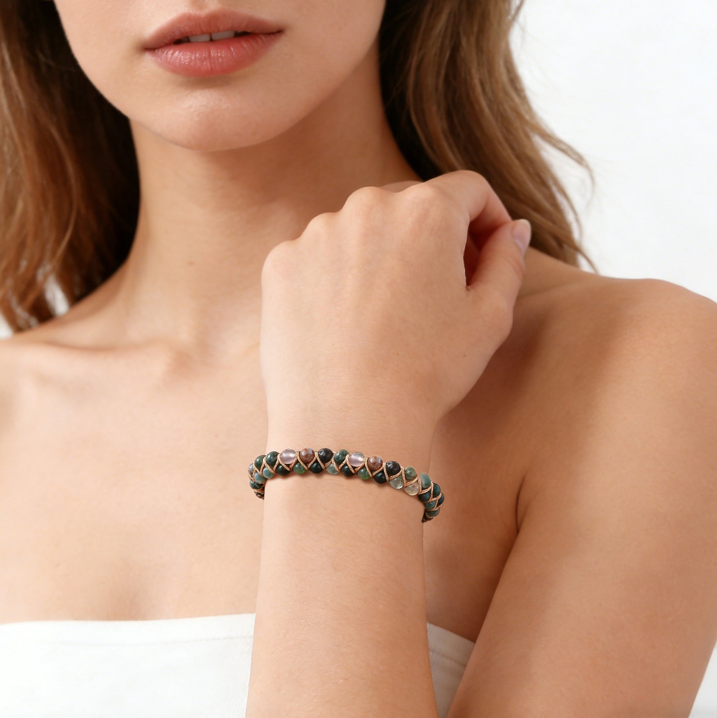 Bohemian Indian Agate Natural Stone Hand-woven Bracelets