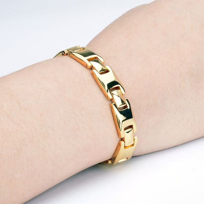Fashion Commuter Magnet Titanium Steel Gold Bracelets
