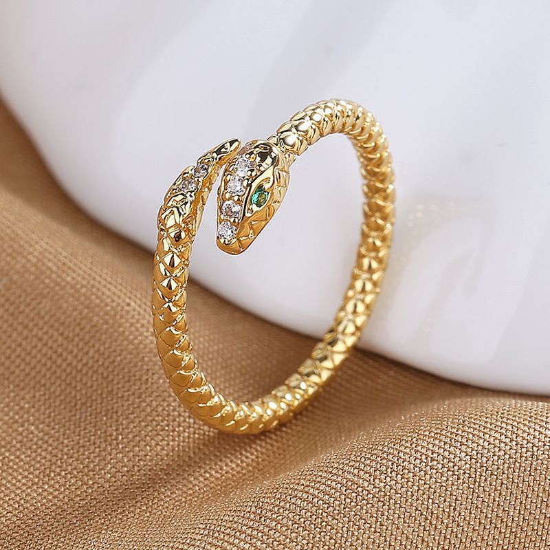 Popular Green Eye Rattlesnake Fashion Personalized Opening Rings