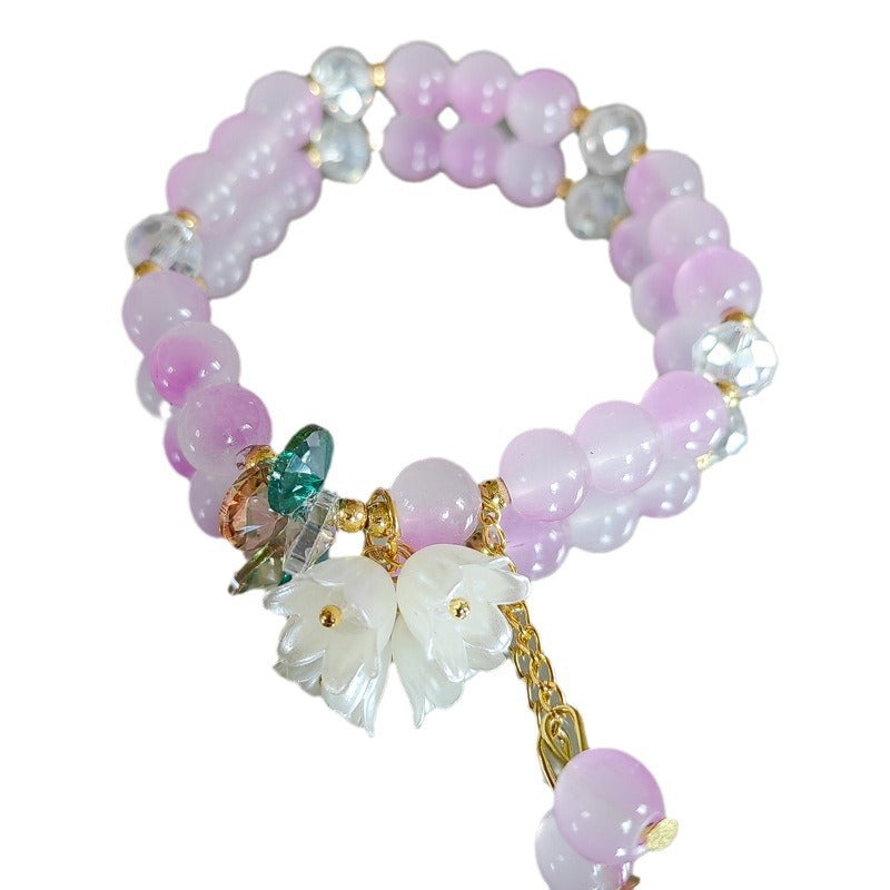 Two-color Lily Female Temperament Small Crystal Bracelet