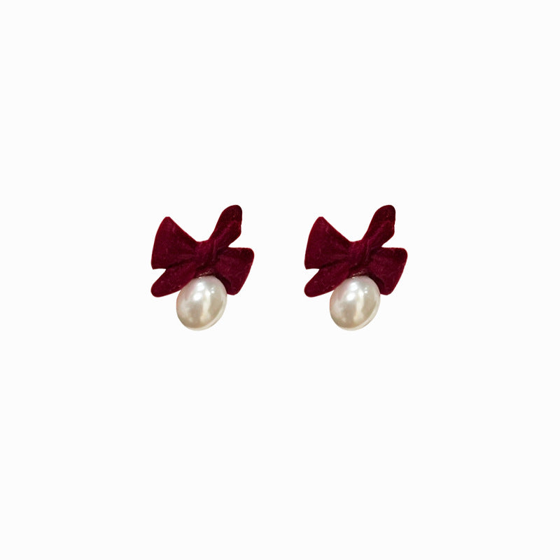 Women's Veet Bow Pearl For Design High-grade Graceful Earrings