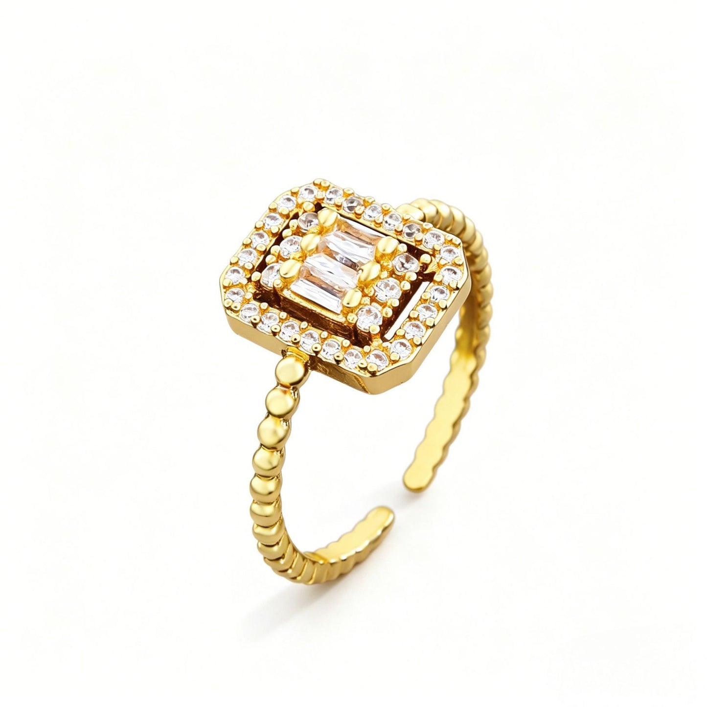 Square Rhinestone Zircon Light Luxury High Sense Ladies Ring