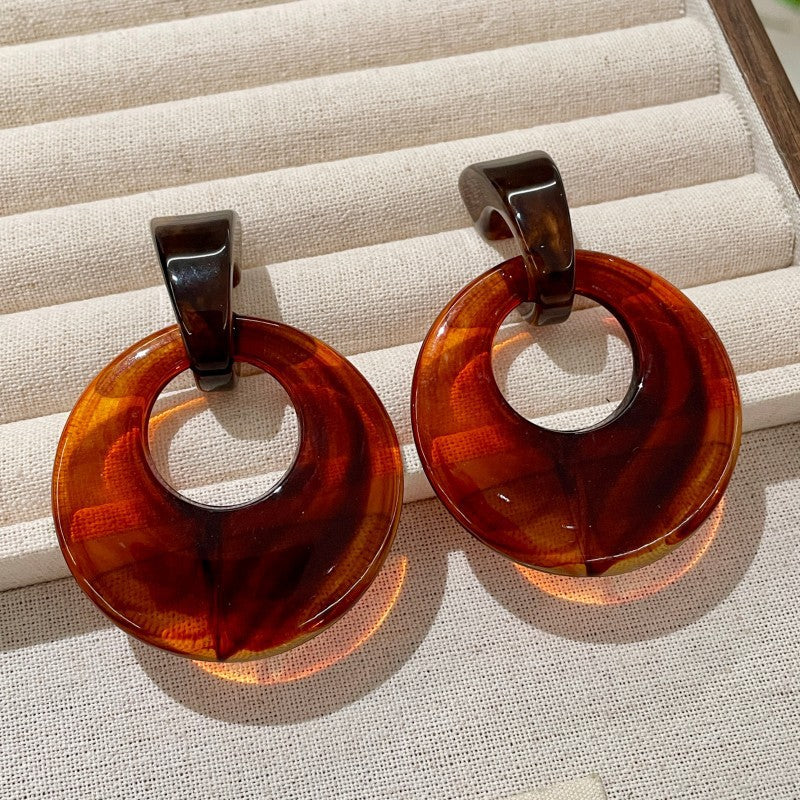 Women's Needle Geometric Irregular Resin Fashionable Retro Earrings