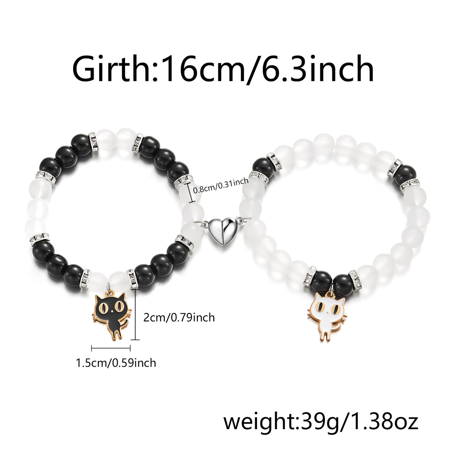 Magnetic Black White Package Suit Simple Bracelets