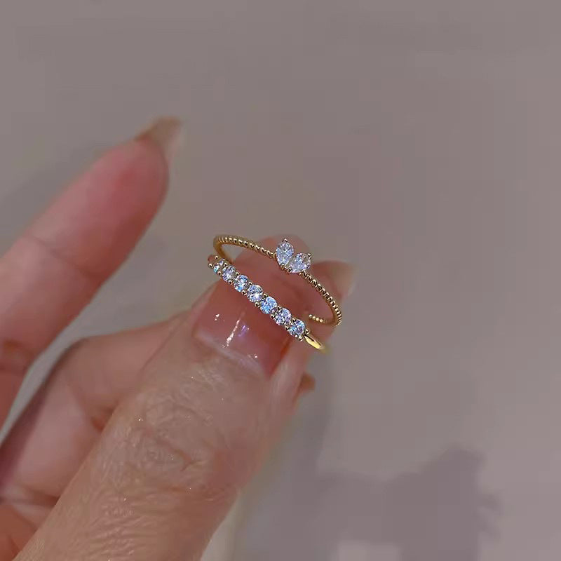 Style Pearl Zircon Butterfly Female Niche High-grade Rings