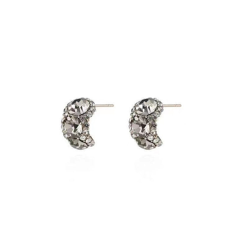 Design Retro High-grade Simple Rhinestone Sier Earrings