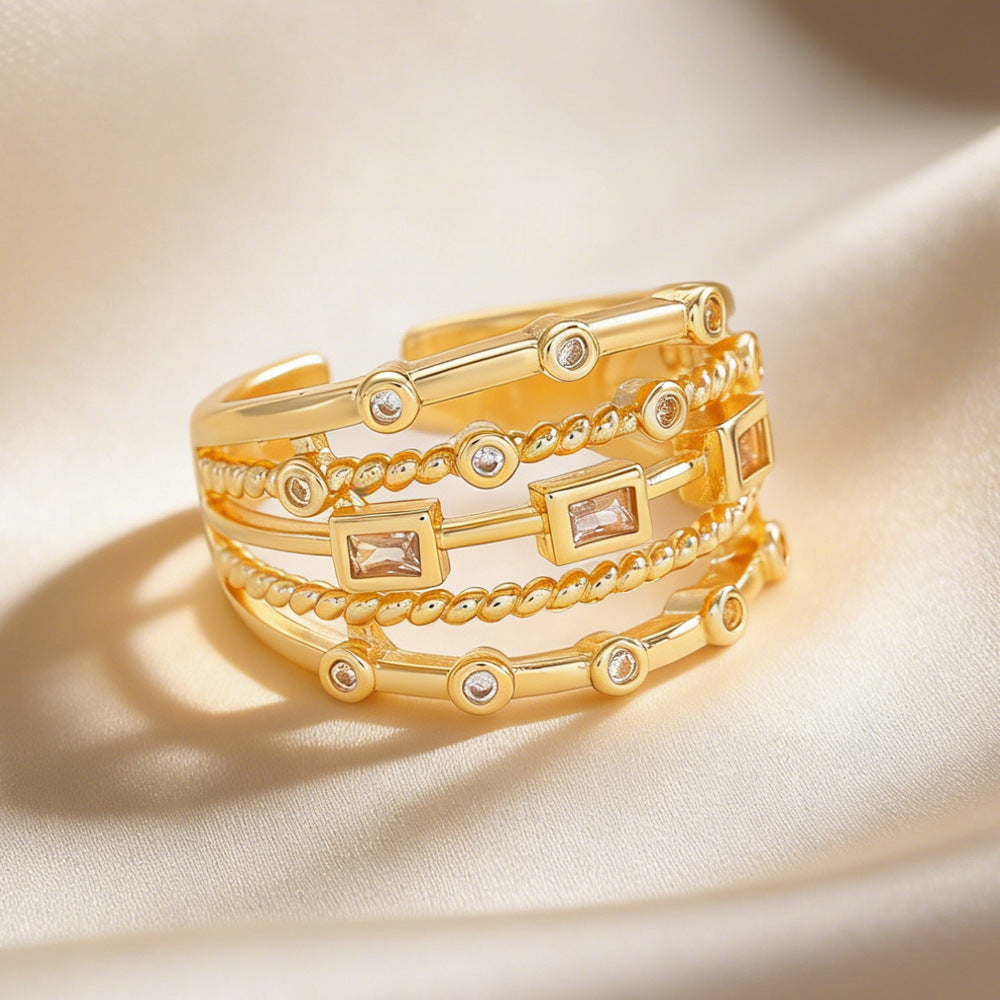 Simple Style Geometric Hollow Gold Plated Ring
