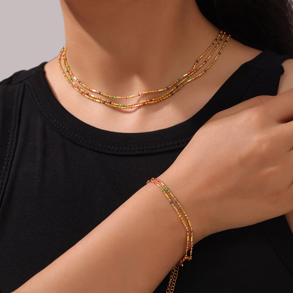 Women's Style Colorful Mini Design Drop Oil Round Bracelets