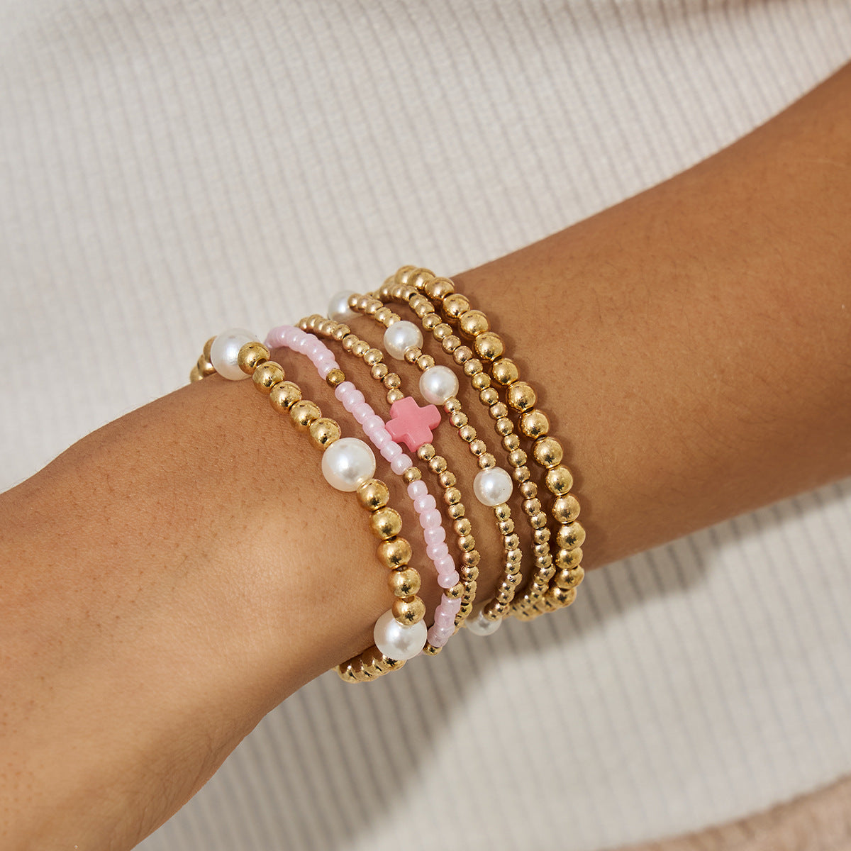 Imitation Pearl Beads Stringed Personality Acrylic Bracelets