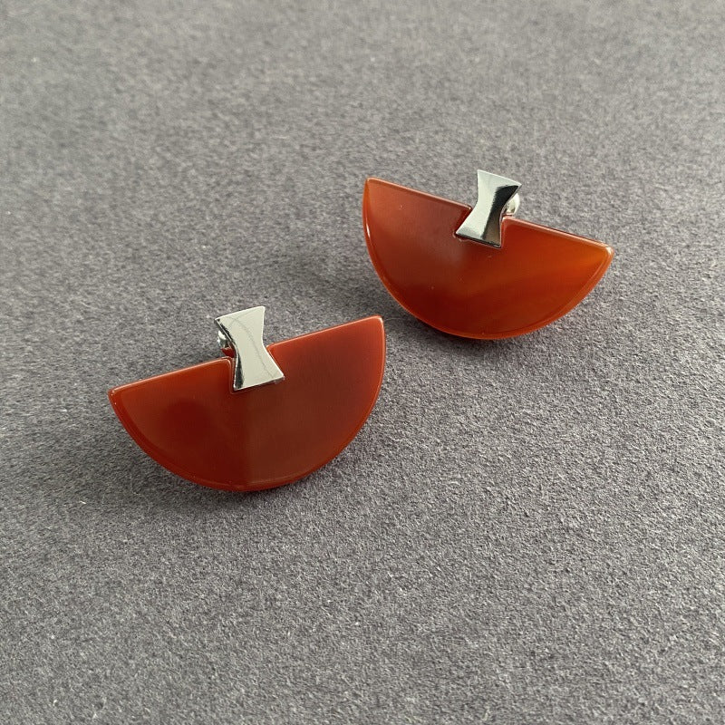 Red Agate Folding Fan Dovetail Joint Chinese Female Light Necklaces