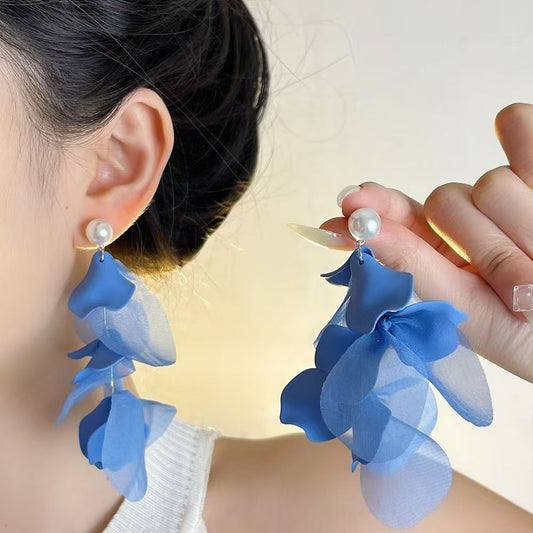 Women's Style Flower Pearl Eardrops Seaside Atmosphere Show Face Rings