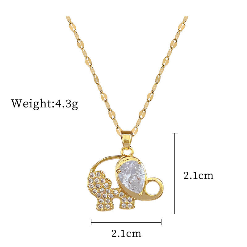 Steel Lucky Female Copper Micro Inlay Real Gold Plating Necklaces