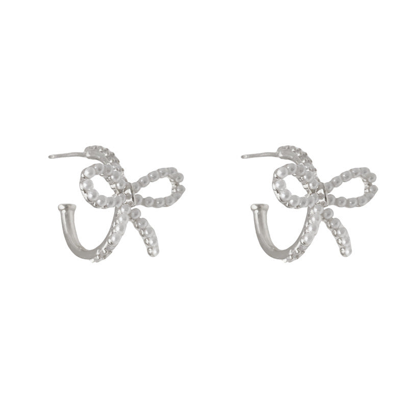 Affordable Luxury Fashion Sweet Gentle Pearl Bow Ear Niche Temperament Earrings