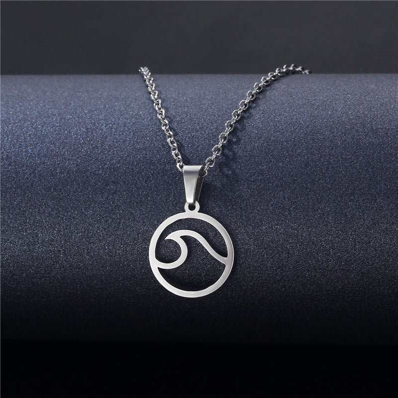 Stainless Steel Cut Hollow Geometry Tag Necklace