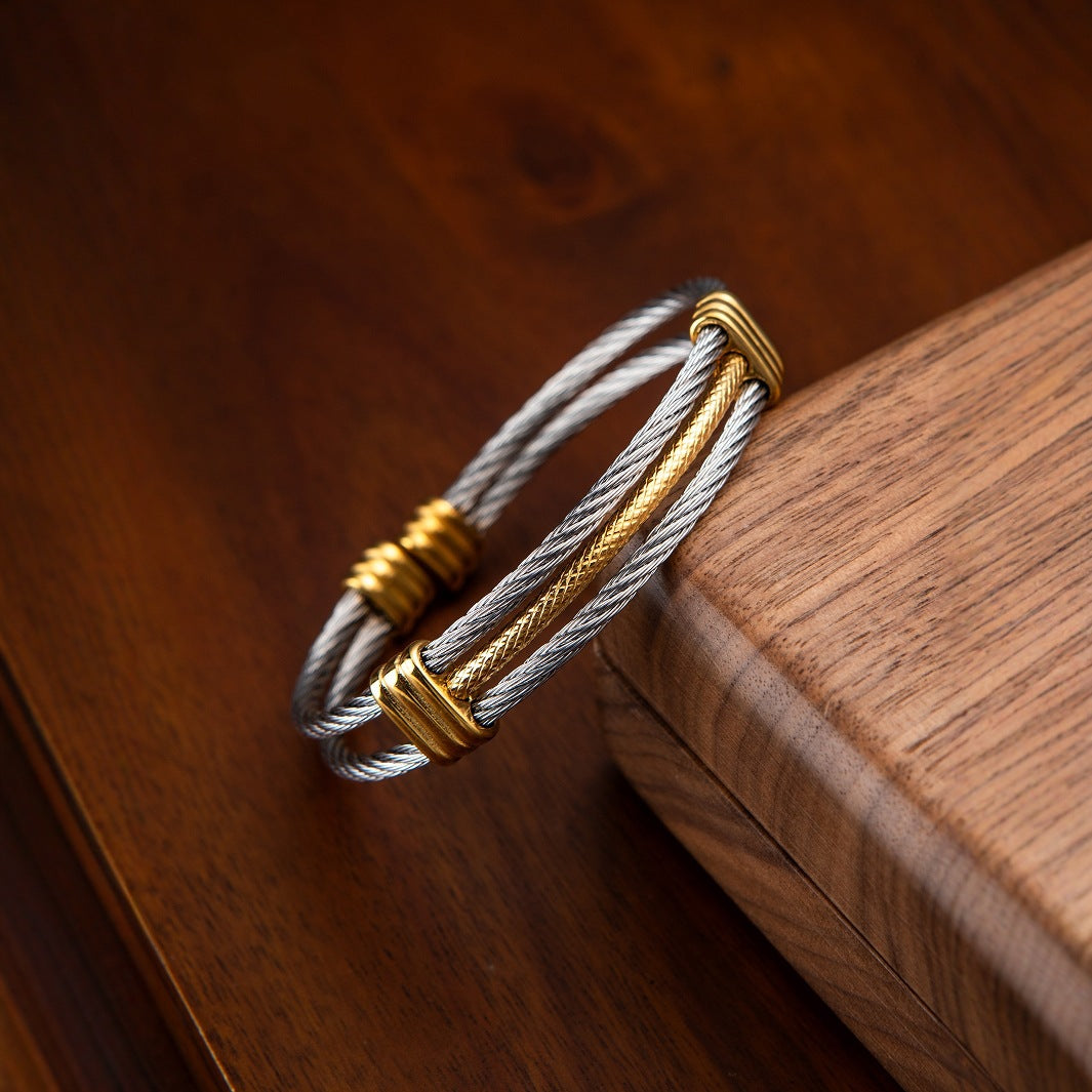 Wire Rope Elastic Stainless Simple Woven Bracelets