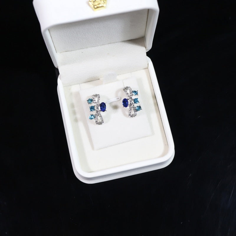 Simple Inlaid Aquamarine Magic Color Three-piece Necklace